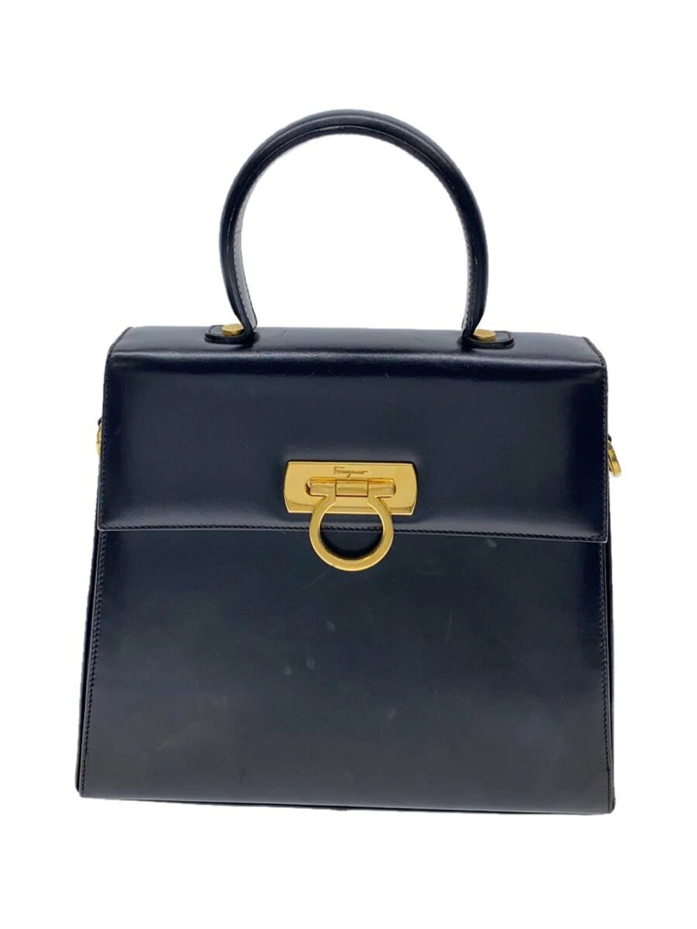 Salvatore Ferragamo Gancini Handbag Leather Black